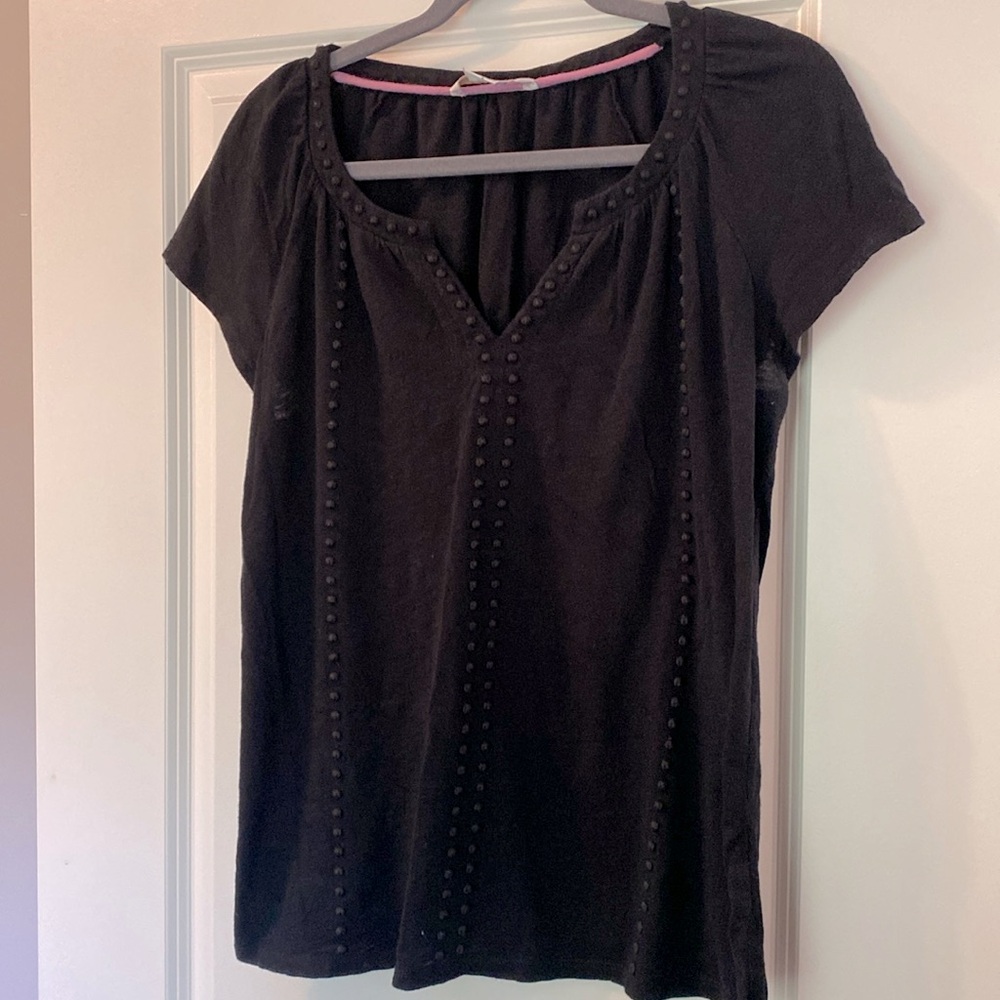 Boden v-neck black short-sleeved blouse, size US 10